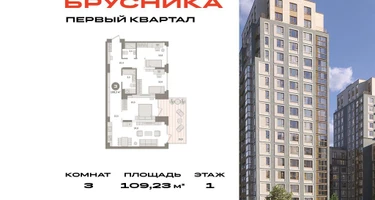 3-к. квартира, 109&nbsp;м²