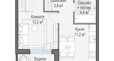 1-к. квартира, 32 м²