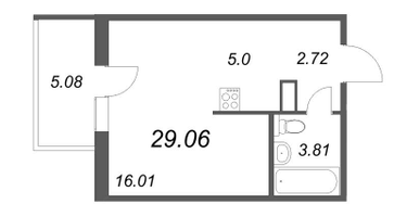 Студия, 29&nbsp;м²