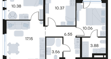 3-к. квартира, 63&nbsp;м²