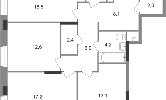3-к. квартира, 87&nbsp;м²
