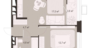 1-к. квартира, 42 м²