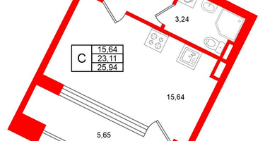 Студия, 23 м²