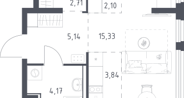 Студия, 33&nbsp;м²