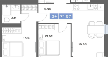 2-к. квартира, 70&nbsp;м²