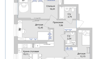 3-к. квартира, 73 м²