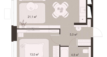 1-к. квартира, 43 м²