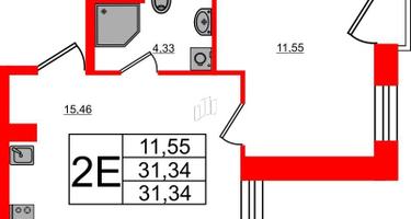 1-к. квартира, 31 м²