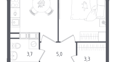 1-к. квартира, 33&nbsp;м²