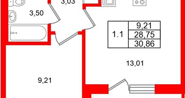 1-к. квартира, 28 м²