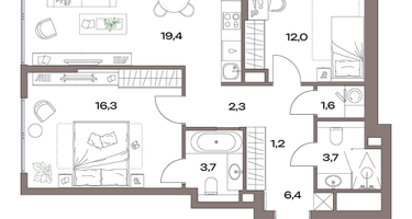 3-к. квартира, 66&nbsp;м²