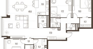 4-к. квартира, 155 м²