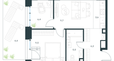 3-к. квартира, 60&nbsp;м²