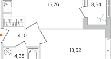 1-к. квартира, 39 м²