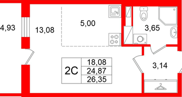 Студия, 24&nbsp;м²