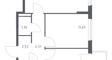 2-комнатная квартира, 53&nbsp;м²