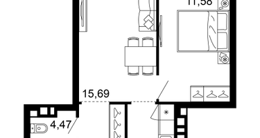 2-к. квартира, 43&nbsp;м²