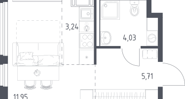 Студия, 24&nbsp;м²