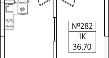 1-к. квартира, 36 м²