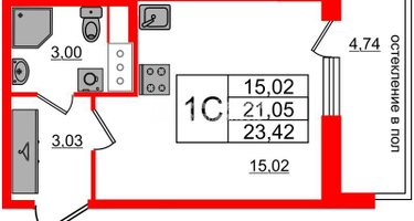 Студия, 21&nbsp;м²