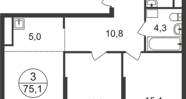 3-к. квартира, 75&nbsp;м²