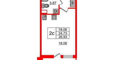 Студия, 24 м²