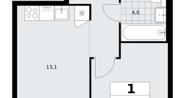 1-к. квартира, 35 м²