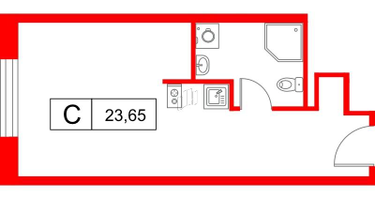 Студия, 23&nbsp;м²