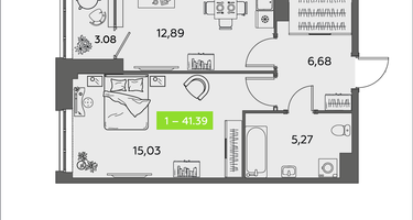 1-к. квартира, 41 м²