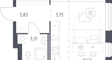 Студия, 26&nbsp;м²