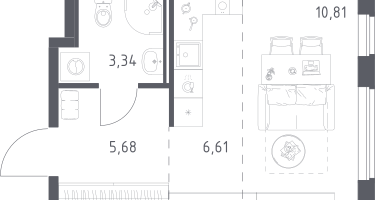 Студия, 26&nbsp;м²