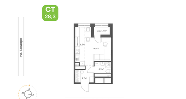 Студия, 28&nbsp;м²