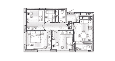 3-к. квартира, 56&nbsp;м²