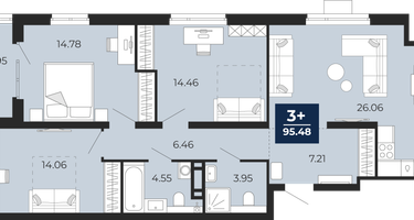 3-к. квартира, 91&nbsp;м²