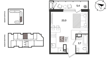 Студия, 31 м²