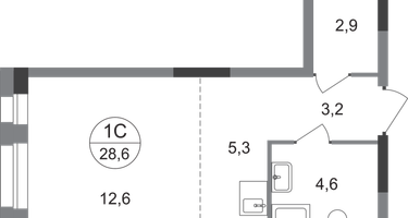 Студия, 28&nbsp;м²