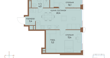 2-к. квартира, 70&nbsp;м²