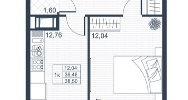 1-к. квартира, 36 м²