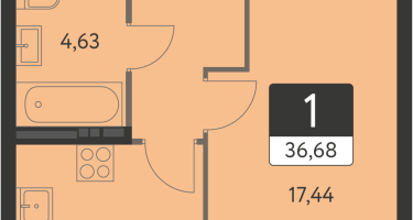 1-к. квартира, 36&nbsp;м²