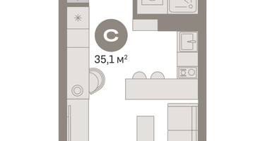 Студия, 34&nbsp;м²