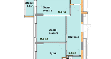 2-к. квартира, 55 м²