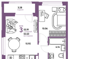 3-к. квартира, 55&nbsp;м²
