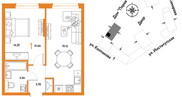 1-к. квартира, 41&nbsp;м²