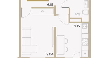 1-к. квартира, 31&nbsp;м²