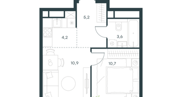 2-к. квартира, 34&nbsp;м²