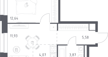 Студия, 38&nbsp;м²