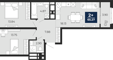 2-к. квартира, 65&nbsp;м²