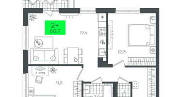 2-к. квартира, 60&nbsp;м²