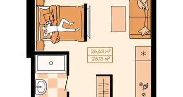 1-к. квартира, 26&nbsp;м²