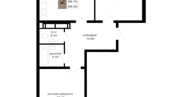 2-к. квартира, 69&nbsp;м²